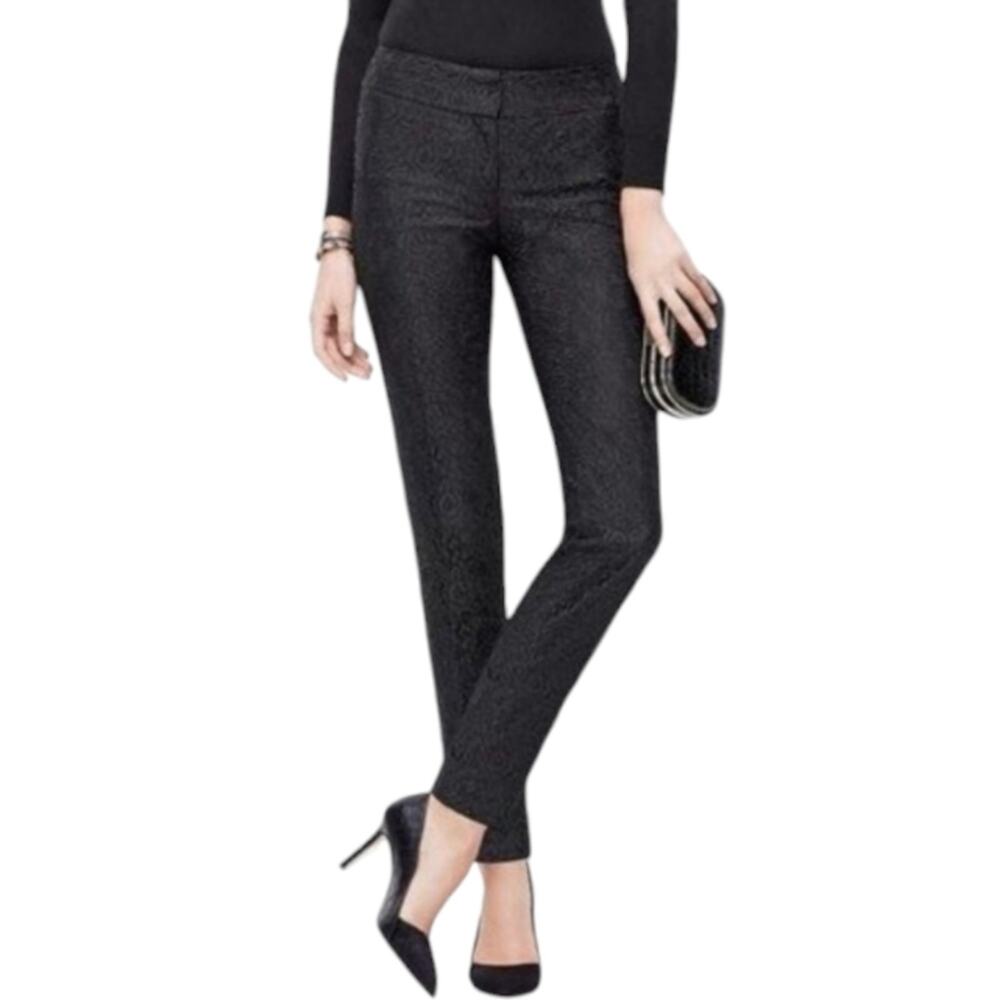 Ann Taylor Black‎ Lace Kick Slim Straight Cropped Pants Size 2